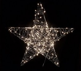 Deko Weihnachts Stern mit 80 warmweißen LEDs - 38x38 cm - Weihnachtsdeko Innen Außen zum Aufhängen - 1