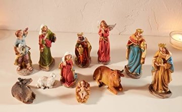 Dekoleidenschaft 11 TLG. Figuren-Set für die Weihnachtskrippe ca. 15 cm hoch, mit Jesuskind, Maria, Josef, die heiligen 3 Könige, Hirte mit Lamm, Engel, Schaf, Esel und Rind - 1