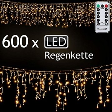 Deuba Regenlichterkette 600 LED I warm-weiß I inkl Fernbedienung I 8 Leuchtmodi I Timer I Dimmbar I In- & Outdoor Regenkette Lichterkette - 6