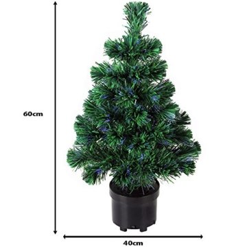 Deuba Weihnachtsbaum 60 cm Farbwechselspiel 9 Verschiedene Lichteffekte Glasfaser Christbaum Tannenbaum Klein Mini Tischbaum - 3