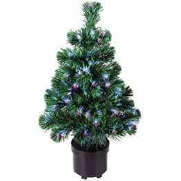 Deuba Weihnachtsbaum 60 cm Farbwechselspiel 9 Verschiedene Lichteffekte Glasfaser Christbaum Tannenbaum Klein Mini Tischbaum - 1