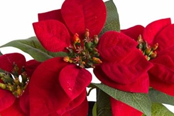 DPI künstliche Poinsettie/Weihnachtsstern im schwarzen Kunststofftopf (ca. 25 x 30 cm) - 2