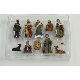 DXQDXQ Statue Mini 11 Figuren Weihnachtskrippe krippenfigurenset Holz Tischdeko Beleuchtet Weihnachtsdeko Krippe Figuren Handbemalt Wasserdicht - 1