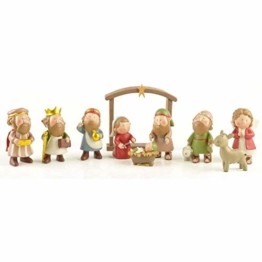 DXQDXQ Statue Mini Weihnachtskrippe Krippenfiguren 9 Figuren Holz Tischdeko Weihnachtsdeko Krippe Figuren Wasserdicht - 1