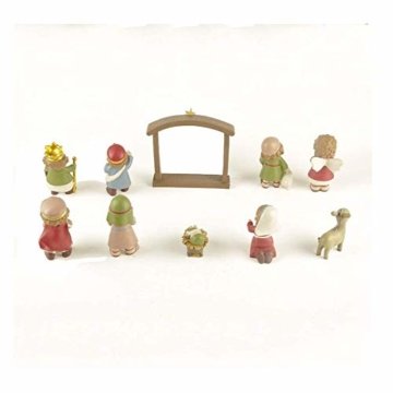 DXQDXQ Statue Mini Weihnachtskrippe Krippenfiguren 9 Figuren Holz Tischdeko Weihnachtsdeko Krippe Figuren Wasserdicht - 6