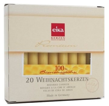 Eika 10266810 Baumkerzen 100% Bienenwachs, naturgelb, 20er Packung - 1