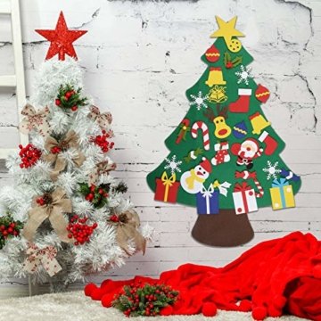 EKKONG Filz Weihnachtsbaum Set Edition 30 Pcs Ornamente Wand Dekor Für Kinder Weihnachten Geschenk Home Tür Wand Dekoration - 3