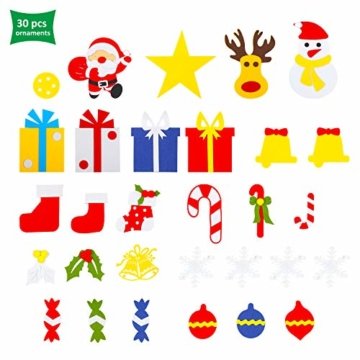 EKKONG Filz Weihnachtsbaum Set Edition 30 Pcs Ornamente Wand Dekor Für Kinder Weihnachten Geschenk Home Tür Wand Dekoration - 5