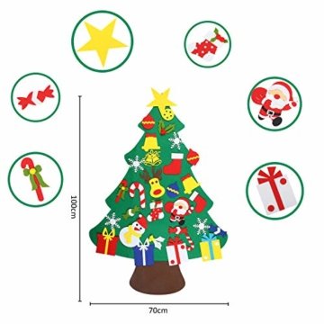 EKKONG Filz Weihnachtsbaum Set Edition 30 Pcs Ornamente Wand Dekor Für Kinder Weihnachten Geschenk Home Tür Wand Dekoration - 6