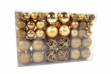 Exklusives Weihnachtskugeln Christbaumkugeln SET mit 100 Stück Farbe Gold - 1