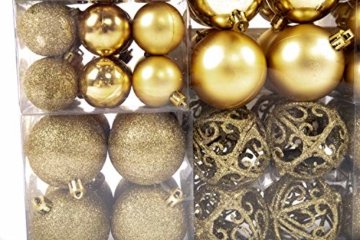 Exklusives Weihnachtskugeln Christbaumkugeln SET mit 100 Stück Farbe Gold - 2