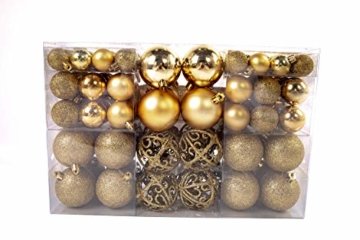 Exklusives Weihnachtskugeln Christbaumkugeln SET mit 100 Stück Farbe Gold - 3