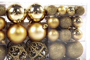 Exklusives Weihnachtskugeln Christbaumkugeln SET mit 100 Stück Farbe Gold - 4