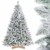 FairyTrees künstlicher Weihnachtsbaum FICHTE, Natur-Weiss mit Schneeflocken, Material PVC, inkl. Holzständer, 180cm, FT13-180 - 1