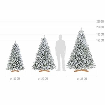FairyTrees künstlicher Weihnachtsbaum FICHTE, Natur-Weiss mit Schneeflocken, Material PVC, inkl. Holzständer, 180cm, FT13-180 - 7