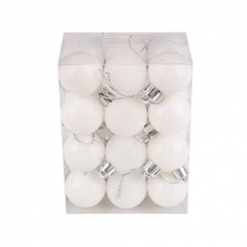 FeiliandaJJ 24PCS 3CM Weihnachtskugel Boxed Einfarbig Kugel Weihnachten Deko Anhänger Christbaumkugeln für Weihnachtsbaum Party Home Hochzeit (Weiß) - 