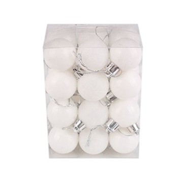 FeiliandaJJ 24PCS 3CM Weihnachtskugel Boxed Einfarbig Kugel Weihnachten Deko Anhänger Christbaumkugeln für Weihnachtsbaum Party Home Hochzeit (Weiß) - 1
