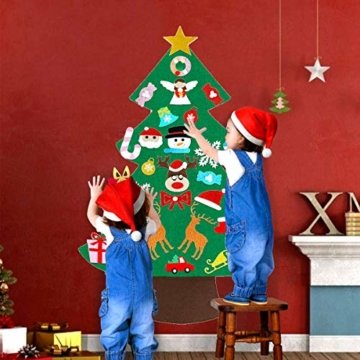 Filz Weihnachtsbaum mit 26 Abnehmbaren hängenden Ornamenten - DIY Dekoration Hängend Dekor für Kinde - 5