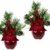 Flair Flower Gesteck Weihnachtsstern auf Apfel-Topf Poinsettie Kunstblume Weihnachtsblume Winterblume Blume Pflanze Arrangement Weihnachtsdeko Tischdeko 2er Set, rot, 24x17x9 cm - 1