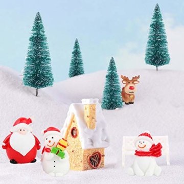 FLOFIA 24 TLG. Miniatur Deko Mini Weihnachtsfiguren Mini Weihnachten Deko Weihnachtsbaum Weihnachtsfiguren Miniatur Garten Deko Mini Tannen-Christbaum Schneemann Elch Pinguin Mini Tischdeko - 6