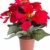 Flora-Seta GmbH künstliche Poinsettie (Weihnachtsstern) mit 5 samtigen Blüten in braunem Kunststofftopf Farbe: rot - 1