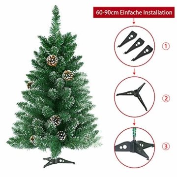 Froadp 90cm Künstlicher PVC Weihnachtsbaum Tannenbaum Kiefernadel Mit Schnee-Effekt(Schnee-Effekt, 90cm) - 4