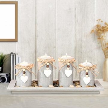 GoMaihe Kerzenständer Teelichthalter 4 Stück, Kerzenleuchter Kerzenhalter Tischdeko Deko Wohnzimmer Schlafzimmer Balkon Badezimmer, Dekoration Weihnachten Weihnachtsdeko Adventskerzenhalter, MEHRWEG - 4
