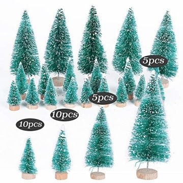 (H: 4.5cm+6.5cm+8.5cm+12.5cm) 30 Stück Mini Weihnachtsbaum Künstlich Klein Mini Tannenbaum Christbaum mit Ständer Weihnachtsdeko Weihnachten Tischdeko Winterdeko Geschenk Decoration oder Modellbau - 2