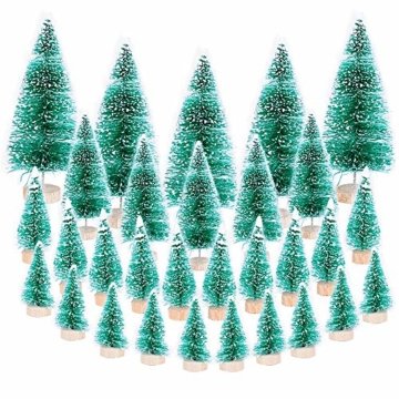 (H: 4.5cm+6.5cm+8.5cm+12.5cm) 30 Stück Mini Weihnachtsbaum Künstlich Klein Mini Tannenbaum Christbaum mit Ständer Weihnachtsdeko Weihnachten Tischdeko Winterdeko Geschenk Decoration oder Modellbau - 1