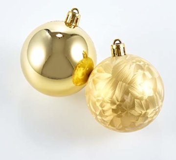 HEITMANN DECO 25er Set Christbaumkugeln 5,5 cm - Weihnachtsbaum Deko zum Aufhängen - Weihnachtskugeln Kunststoff - Rot Gold Glänzend - 4