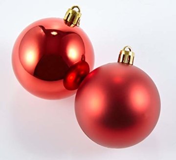 HEITMANN DECO 25er Set Christbaumkugeln 5,5 cm - Weihnachtsbaum Deko zum Aufhängen - Weihnachtskugeln Kunststoff - Rot Gold Glänzend - 5