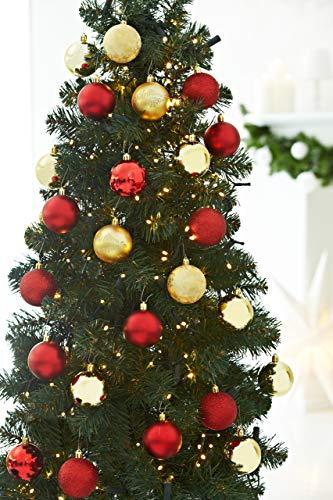 HEITMANN DECO 25er Set Christbaumkugeln 5,5 cm - Weihnachtsbaum Deko zum Aufhängen - Weihnachtskugeln Kunststoff - Rot Gold Glänzend - 6