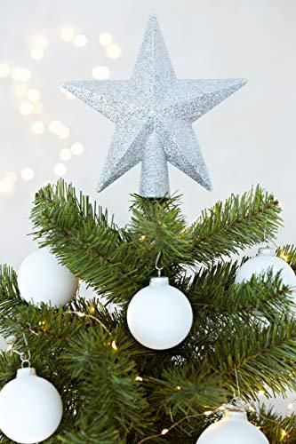 HEITMANN DECO Christbaumspitze Weihnachtsstern aus Kunststoff - Weihnachtsbaumspitze Weihnachtsdeko - Silber mit Glitzer - 5