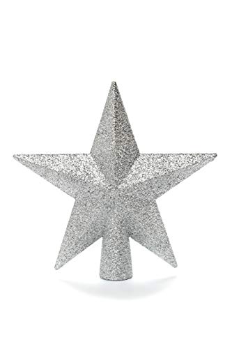 HEITMANN DECO Christbaumspitze Weihnachtsstern aus Kunststoff - Weihnachtsbaumspitze Weihnachtsdeko - Silber mit Glitzer - 1