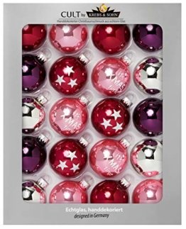 HEITMANN DECO Krebs & Sohn 20er Set Glaskugeln - Weihnachtsbaumschmuck zum Aufhängen - Christbaumkugeln Sortiment - Beere Silber - 1