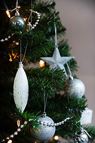 HEITMANN DECO Weihnachtsbaum-Schmuck - Silber - 60-teilig - Set inkl. Baumspitze, Kugeln, Perlkette, Girlande und Sterne - Kunststoff - 1