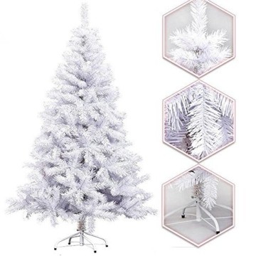 Hengda® 150CM Künstlicher Weihnachtsbaum Tannenbaum Christbaum Kunsttanne mit Metallfuß WEIß - 1