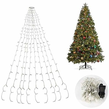 Hengda LED Baummantel Lichterkette mit Ring, 10 Stränge 280 LEDs, Christbaumbeleuchtung LED Lichternetz Warmweiß für ca. 150-250 cm Weihnachtsbaum - 1