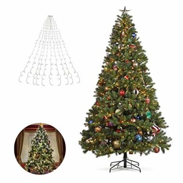 Hengda LED Baummantel Lichterkette mit Ring, 10 Stränge 280 LEDs, Christbaumbeleuchtung LED Lichternetz Warmweiß für ca. 150-250 cm Weihnachtsbaum - 6