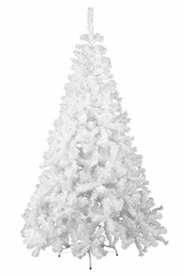 HENGMEI 210cm PVC Weihnachtsbaum Tannenbaum Christbaum Weiß künstlicher mit Metallständer ca.750 Spitzen Lena Weihnachtsdeko (Weiß PVC, 210cm) - 1