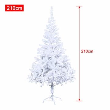 HENGMEI 210cm PVC Weihnachtsbaum Tannenbaum Christbaum Weiß künstlicher mit Metallständer ca.750 Spitzen Lena Weihnachtsdeko (Weiß PVC, 210cm) - 5