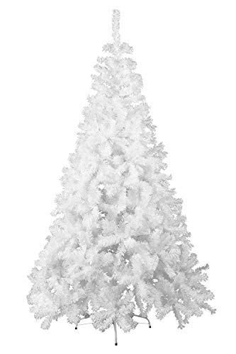 HENGMEI 210cm PVC Weihnachtsbaum Tannenbaum Christbaum Weiß künstlicher mit Metallständer ca.750 Spitzen Lena Weihnachtsdeko (Weiß PVC, 210cm) - 1