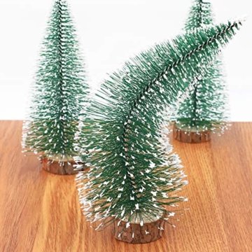 Herefun Mini Weihnachtsbaum Künstlicher, 9 Stück Mini Tannenbaum Künstlich mit Schnee-Effek, Weihnachtsdeko Weihnachten Tischdeko DIY Grün Klein Mini Christbaum 10/15 /20 cm - 5