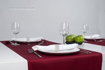 Hochwertiger Tischläufer aus Baumwolle. Tischtuch, Tischdecke. Große Auswahl an Farben. (Weinrot) - 2