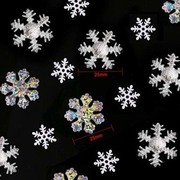 Howaf 300 Stück Schneeflocken Konfetti, Weihnachten Winter deko Schneeflocke Filz Tabelle Konfetti Tischdeko, Weihnachtsschmuck , Hochzeit, Geburtstag, Jahr, Weihnachts Dekorationen - 2