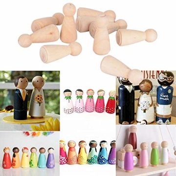 JNCH 20 STK Holzfiguren Mädchen Dekoration DIY Figuren Deko zum Basteln Holz Puppen Holzpuppen zum Bemalen Kegel Figurenkegel Holzkegel - 4