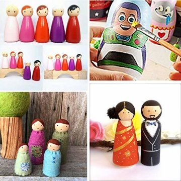 JNCH 20 STK Holzfiguren Mädchen Dekoration DIY Figuren Deko zum Basteln Holz Puppen Holzpuppen zum Bemalen Kegel Figurenkegel Holzkegel - 6