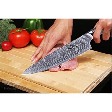 Kitchen Emperor Küchenmesser, Kochmesser 20 cm, Allzweckmesser Scharfe Klinge, Prämie Rostfreier Stahl Chef Messer mit pakakaholzgriff - 5