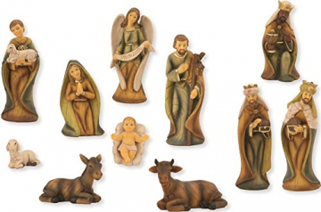 Krippenfigur, Krippenfiguren modern 11-teilgi, Holzoptik für 11cm Figuren - 