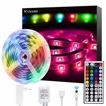 Ksipze LED Strip 5m RGB LED Lichterkette mit Fernbedienung Farbwechsel 5050 LED Streifen,Led Leiste,Led Band für die Beleuchtung von Häusern Küchenbett TV - 1